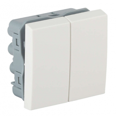 Фотография товара 'Ruvinil АДЛ 13-905 Выключатель модульный двухклавишный 45х45мм белый'