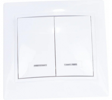 Фотография товара 'Ruvinil Э1-03-40 Эльба.Выключатель 2-кл. с подсветкой'