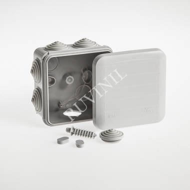 Фотография товара 'Ruvinil 67041 ТУСО 85х85х50мм Коробка распаячная ОП (быстрый монтаж) 7 вводов IP54'