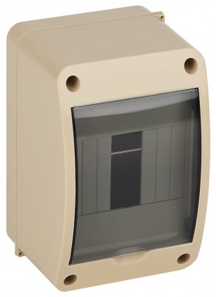 Фотография товара 'Ruvinil 68304БЖ Тусо.Щиток о/п на 4 мод. с вертикальной дверцей. 140х90х85мм'