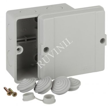 Фотография товара 'Ruvinil 67048 ТУСО 98х98х60мм Коробка распаячная ОП (без вводов) ПВХ IP65'