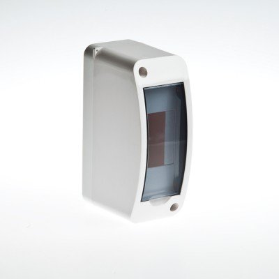 Фотография товара 'Ruvinil Щиток открытой проводки на 2 модуля с вертикальной дверцей 140х55х85мм 68302'