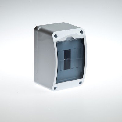 Фотография товара 'Ruvinil Щиток открытой проводки на 4 модуля с вертикальной дверцей 140х90х85мм 68304'