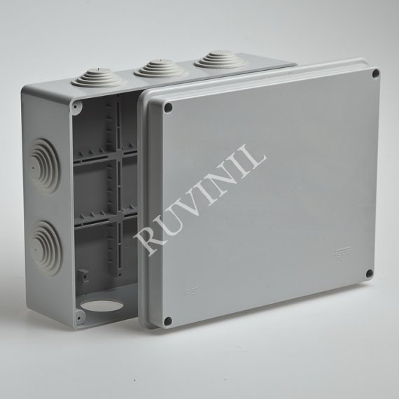 Фотография товара 'Ruvinil 67065 ТУСО 240х195х90мм Коробка распаячная ОП 10 вводов IP55'