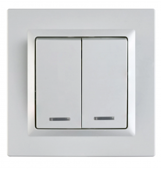 Фотография товара 'Ruvinil Э1-03-44 Эльба.Выключатель 2-кл. с подсветкой'