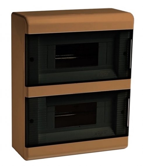 Фотография товара 'Ruvinil 68018К ТУСО коричневый Щит распред. пластиковый навесной 18мод IP40 222х277х93мм'