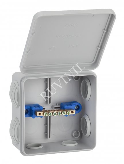 Фотография товара 'Ruvinil 67045УП ТУСО 100х100х50мм Коробка уравнивания потенциалов ОП 8 вводов'