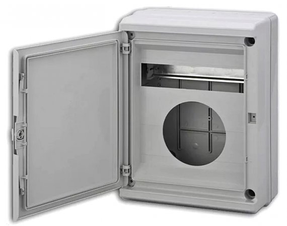 Фотография товара 'Ruvinil 69031 ТУСО Щиток под 1-ф.счетчик и 12 автоматов ОП IP55 370х275х135мм'