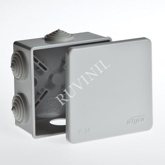 Фотография товара 'Ruvinil 67040 ТУСО 85х85х40мм Коробка распаячная ОП 6 вводов IP54'