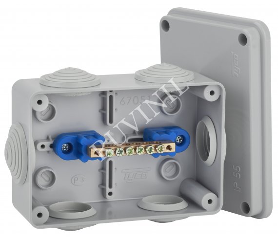 Фотография товара 'Ruvinil 67051УП ТУСО 120х80х50мм Коробка уравнивания потенциалов ОП 6 вводов'