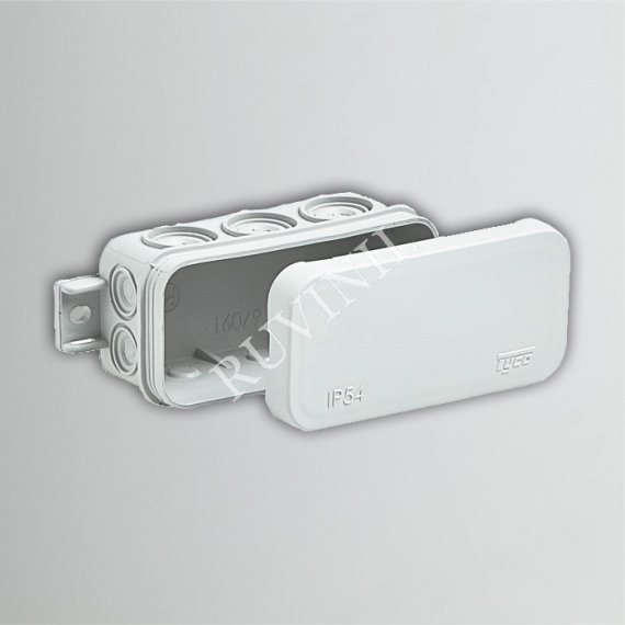 Фотография товара 'Ruvinil 67091Б ТУСО 43х80х35мм Коробка распаячная ОП 8 вводов IP54 белая'