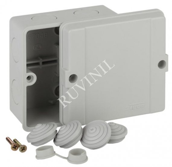 Фотография товара 'Ruvinil 67048 ТУСО 98х98х60мм Коробка распаячная ОП (без вводов) ПВХ IP65'